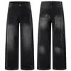 Muxi Roupas 2026 Outono Vintage Desgastado Versátil Calças de Pernas Retas Jeans Básicos de Pernas Largas High Street