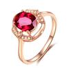 Elegante e elegante gosto rubi anel pombo sangue vermelho turmalina anel banhado a ouro rosa 18K embutido cor anel do tesouro