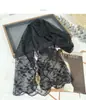 Bufanda de Encaje Bordado Exquisito de Color Sólido para Mujer, Bufanda Decorativa Versátil para el Cuello, Pañuelo Largo Multifuncional para la Cabeza, Bufanda de Gasa Artística Estilo Coreano