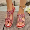 Sandalias de Verano Planas Tallas Grandes Estilo Bohemio con Flores de Pedrería Elásticas Boca de Pez para Mujer Venta al por Mayor Amazon