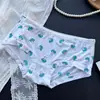 [80-120] 333 seda gelada estampada calcinha feminina fofa cintura baixa seda de leite calcinha feminina estampada confortável