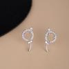 Jufeng S925 arco de prata brincos de balão novo bonito brincos simples brincos elegantes brincos de diamante