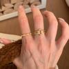 Libro Rojo Anillo Explosivo Medio Antiguo Vintage Yuanbao Cepillado para Mujer Retro de Alta Gama Lujo Ligero Anillo Abierto para Mujer
