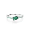 Anillo de Cubo de Azúcar Verde Oliva Bosque de Plata de Ley 925 para Mujer, Anillo de Dedo Índice de Moda de Lujo Ligero con Resina Esmaltada Verde Fresco