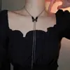 Colar Ajustável para Mulheres com Lantejoulas Únicas de Coração e Estrela, Gargantilha com Franja, Corrente de Clavícula Moderna e Estilosa, Estilo Coreano e Japonês