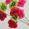 Nueva flor artificial de rosa de diamante de 3 cabezas para bodas, flor de seda para decoración de sala de estar, arreglo floral decorativo, flor artificial para decoración de bodas