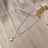 Collar de perlas con lazo de alta calidad para mujer, diseño de nicho de hada suave, exquisito collar de temperamento con cadena de clavícula
