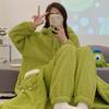 Traje de Camisón de Forro Polar Coral para Mujer Otoño e Invierno Largo Grueso Bata Albornoz Pijama Japonés Franela Ropa de Casa para Mujer
