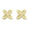 Brincos de Tarraxa Geométricos com Flor de Car Brilhante Artesanal, Banhados a Ouro 18K, Estilo Moda Coreana, Brincos de Luxo Leve de Alta Qualidade para Mulheres