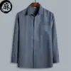 Camisas de Manga Larga para Hombres de Mediana Edad y Mayores, Camisas Finas de Color Sólido de Corte Holgado para Primavera y Verano, Camisas de Talla Grande para Ancianos, Abuelos y Papás