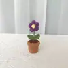 Flor de Crochê Simulada em Vaso Pequeno Decoração de Flores Presente Criativo Enfeite Enfeite Pequeno Fofo