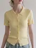 Suéter de Punto de Manga Corta con Cuello Polo Estilo Francés para Mujer, Nueva Moda de Verano, Cárdigan Corto Adelgazante y Versátil 603
