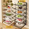 Estante de preparación de cocina, de pared para el hogar, multicapa, plegable, con bandejas para servir, estante de almacenamiento multifuncional, organizador de platos para fondue