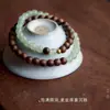 Pulsera de madera de agarwood para mujer, optimizada para el manejo, cuentas de jade Hetian, pulsera de doble vuelta, artesanía de madera de sándalo semi-montaña semi-agua