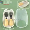 Caixa de Talheres Infantil, Porta-Colher de Silicone, Porta-Hashi e Garfo-Colher de Treinamento para Bebês em PP, Mordedor, Porta-Escova de Dentes e Mordedor