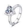 Anillo de plata esterlina S925 con diamantes Mosan en forma de corazón para mujer, anillo sencillo de moissanita de 2 quilates, transmisión en vivo transfronteriza.