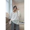 [Camelia] Sudadera con capucha de ganchillo hueca de manga larga, joker con temperamento, adelgazante, industria pesada, para mujer, camiseta básica francesa