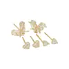 Aguja de plata S925 corazón de melocotón lazo una tarjeta tres pares de pendientes de botón para mujer diseño simple nuevo conjunto de tres piezas pendientes moda venta al por mayor