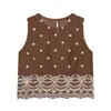 Novidades Primavera 2026 Estilo Europeu e Americano Moda Casual Top com Recortes Bordados Gola Redonda + Saia com Cintura Elástica