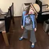 Conjunto Nuevo de Otoño 2026 para Niñas Estilo Coreano Lindo Camiseta de Elefante Chaleco Exterior Versátil Pantalones Largos Ligeramente Acampanados con Dobladillo de Volantes