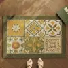 Felpudo de entrada de bucle de seda vintage con PVC antideslizante, felpudo para recibidor, alfombrilla de suelo bohemia para el hogar, resistente a la suciedad y fácil de mantener