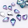 Venda quente transfronteiriça folha de bordo pingente de cristal de furo único acessórios de joias DIY pingente de decoração de sapato material conta com furo de borda facetada