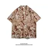 Camisa Floral Estilo Tailandês Masculina Verão Tendência Marca Ruffian Tendência Bonito Manga Curta Tamanho Plus Solta Para Casal Seda Gelada Secagem Rápida Camisa de Praia
