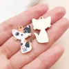 20 Estilos Mistos de Pingentes de Gato de Desenho Animado Fofos em Liga Metálica com Impressão de Gotejamento de Óleo para Pulseiras, Chaveiros e Acessórios de Joalheria DIY