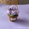 Pequena Planta Azul em Vaso, Flor Puff de Crochê com Lã, Ornamento de Decoração de Mesa, Flor Eterna Tricotada, Planta Artificial