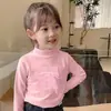 Y2242# Camiseta Base de Terciopelo Alemán para Niños Otoño/Invierno Chaqueta de Cuello Medio Alto Ropa para Niños Camiseta Nueva para Niñas Estilo Occidental Niños Medianos y Grandes Camiseta