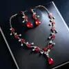 Set de joyería de lujo transfronterizo europeo y americano: Conjunto de dos piezas de collar y pendientes de alta gama, accesorio nupcial de boda, pendientes para mujer al por mayor