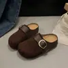 2026 Meias Pantufa Baotou Aumento de Altura Moda Slip-ons Outono Pantufas de Solado Grosso Fivela de Couro Feminina Radmuller Beleza