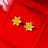 Aretes de Flor de Moda Étnica al por Mayor Chapados en Cobre con Oro Real de 24k Aretes Simples de Rosa de Oro Arenoso Vietnamita para Mujer