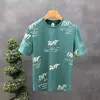 Ropa de Verano para Hombre, Camisetas de Manga Corta para Estudiantes Varones, Tendencia Coreana para Hombre, Estampadas, Holgadas, Sencillas, de Cuello Redondo, Manga Media