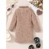Vestido de Gola Alta para Meninas Outono Inverno Bebê Vestido Base Tricotado de Comprimento Médio Crianças Costela Grossa * Vestido Roupa Infantil