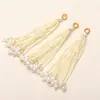 Pingentes de Borla DIY com Contas de Vidro de Estilo Antigo para Acessórios Hanfu, Grampos de Cabelo de Ventilador de Rattan Feitos à Mão, Enfeites