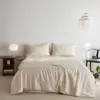 Juego de Cubrecama de Verano de Algodón Tencel Ultra Suave de Cuatro Piezas con Bordado de Tulipanes Frescos, Lavable, Adecuado para Dormir Desnudo, Cubrecama Delgado para Aire Acondicionado