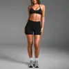 Conjunto de sujetador deportivo cruzado con cuello halter para mujer, espalda hermosa, realza el busto, top de fitness push-up, ropa exterior para yoga, conjunto de lencería