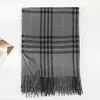 Bufanda Clásica de Cuadros Bloques de Color con Borlas Estilo Coreano para Mujer, Moda Otoño e Invierno, Versátil, Cálida y Engrosada, Bufanda para Estudiantes Transfronteriza