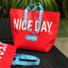 Bolso Tejido Bolso de Mano Logo Impreso Personalizado Exposición Gran Capacidad Impermeable Engrosado Hombro Publicidad Bolsa de Protección Ambiental Bolso Piel de Serpiente