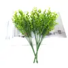 Planta de Plástico Verde Eucalipto Pequeño de 7 Ramas en Maceta Decoración de Pared Planta Artificial de Dinero