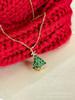 Série de Natal Árvore de Natal Verde Pedra Diamante Brincos Altos Colar Simples Retrô Joias Versáteis Mulheres