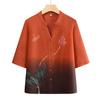Camisa de Verão para Mãe de Meia-Idade Manga Curta Moda Casual Cardigã Tamanho Grande para Mulheres de Meia-Idade e Idosas Camiseta Top Soltinho