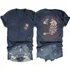 La Maternidad Es Reino Sitio Independiente de Amazon Camiseta de Manga Corta con Cuello en V para Mujer, Moderna y Elegante, con Estampado Delantero y Trasero