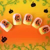 Novos Adesivos de Unha para Halloween para Comércio Exterior Estilo Europeu e Americano Clássico Francês Quadrado de Comprimento Médio Adesivos de Unha Desgastáveis Venda por Atacado