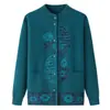 Roupas para mulheres de meia-idade e idosas casaco suéter de inverno mãe tricô com forro de fleece roupas para idosos cardigã quente top