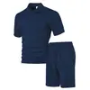 Conjunto de Camisa Polo de Manga Corta para Hombre Estilo Europeo 2026 Verano Nuevo Conjunto Casual de Shorts para Vacaciones