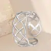 Anel de Prata 925 para Mulheres, Estilo Minimalista Coreano e Japonês, Design de Nicho, Vazado em Formato de Diamante, Anel Aberto Ajustável