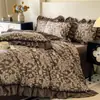 2025 Nuevo Estilo Retro Lino Cáñamo Crudo Encaje Juego de Cuatro Piezas Estilo Encaje Coreano Cama Sábanas de Cama Juego de Tres Piezas Listo para la Venta