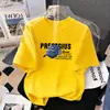 Camiseta de Manga Curta 100% Algodão Puro para Meninos, Estilo Quente de Verão Mais Vendido para Crianças e Crianças Mais Velhas, Camiseta Solta e Estilosa, Blusa de Meia Manga para Meninos